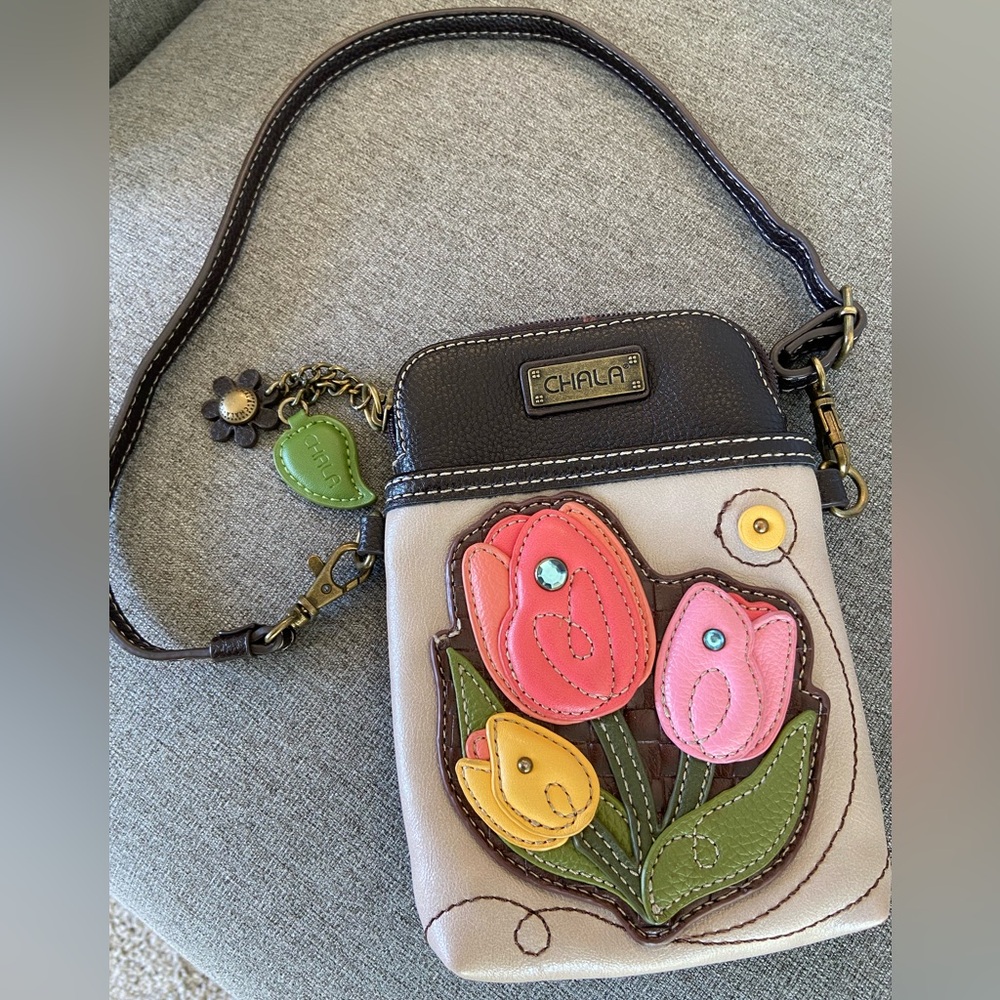 Chala tulips flowers phone cellphone purse vegan boho shorter strap - Picture 2 of 16